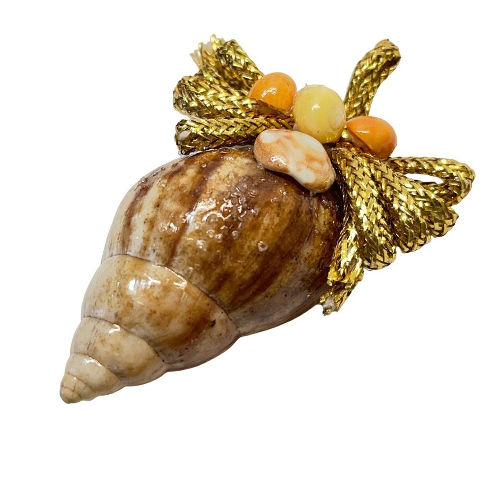 Vintage Seashell Christmas Tree Ornament Conch Shell Handmade